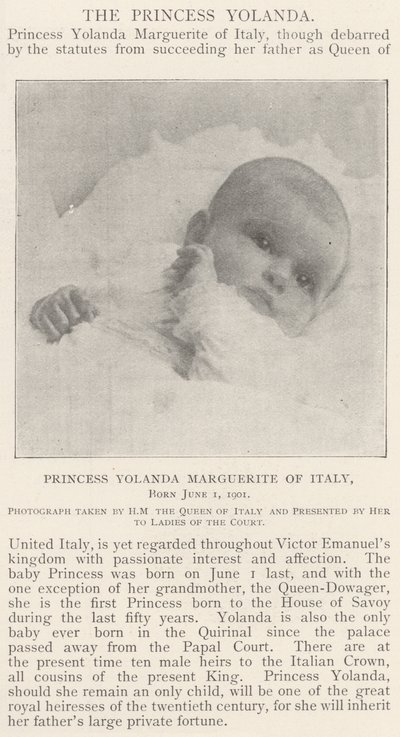 Prinsesse Yolanda Marguerite av Italia, født 1. juni 1901 av English Photographer