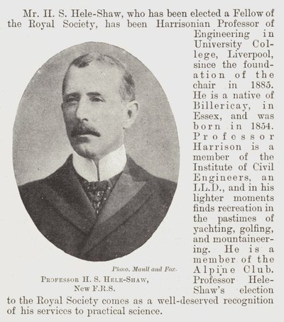 Professor H S Hele-Shaw, Ny FRS av English Photographer
