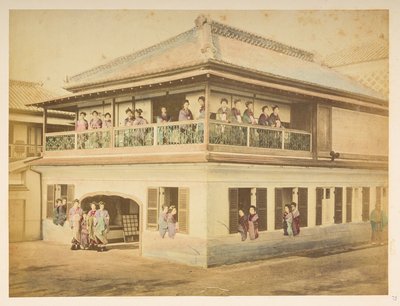 Prostituerte på Shinpuro Bordel, Takashima-cho, Yokohama, Fotograf: Stillfried, Raimund von Lucas Collection: Fotografisk oversikt over verdensturneen til Charles James og Morton P, Lucas av English Photographer