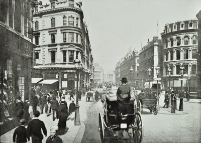 Queen Victoria Street, med utsikt østover fra Queen Street, City of London, 1890 av English Photographer