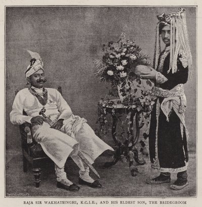 Raja Sir Wakhatsinghi, KCIE, og hans eldste sønn, brudgommen av English Photographer