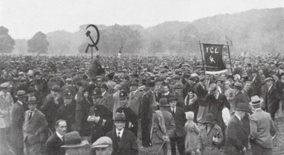 Rally av arbeidsledige arbeidere i Hyde Park, London av English Photographer