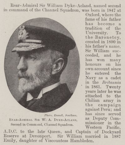 Kontreadmiral Sir WA Dyke-Acland, nestkommanderende, Channel Squadron av English Photographer