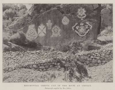 Regimental Crests kuttet i klippen ved Cherat av English Photographer