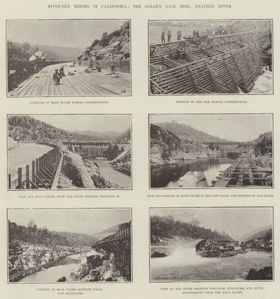 River-Bed Mining i California, Golden Gate-gruven, Feather River av English Photographer