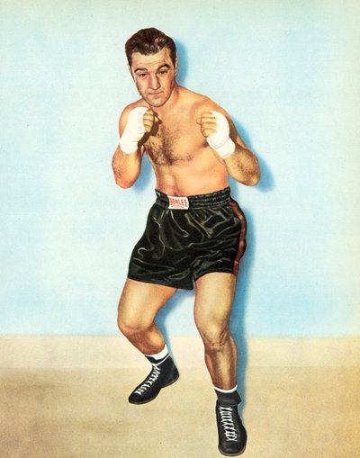 Rocky Marciano, verdensmester i tungvektboksing, ubeseiret i førtiåtte profesjonelle kamper (bilde) av English Photographer