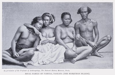 Kongefamilien i Vahitai, Taouata, Marquesas-øyene (s/hvitt-bilde) av English Photographer