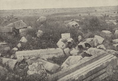 Ruiner av synagogen i Kapernaum, hvor Kristus helbredet mannen med den visne hånden av English Photographer