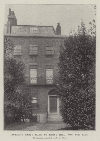 Ruskins Early Home på Herne Hill, nå til salgs av English Photographer