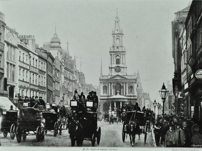 Saint Mary-le-Strand, Strand, Westminster LB: ser østover til Saint Mary-le-Strand, 1895 av English Photographer
