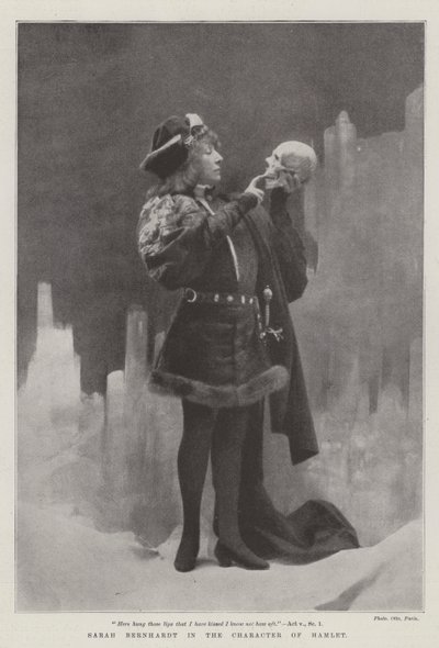 Sarah Bernhardt i karakteren til Hamlet av English Photographer