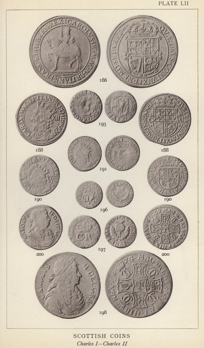 Scottish Coins, Charles I, Charles II (s/hv-bilde) av English Photographer