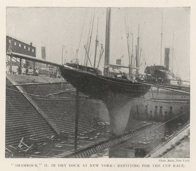 Shamrock II i Dry Dock i New York, på nytt for Cup Race av English Photographer