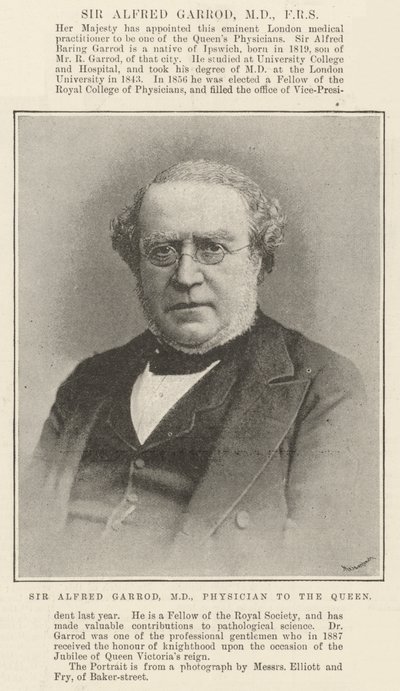 Sir Alfred Garrod, MD, FRS av English Photographer