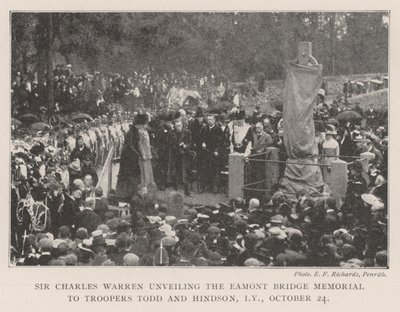 Sir Charles Warren avduker Eamont Bridge Memorial til Troopers Tood og Hindson, Imperial Yeomanry, 24. oktober av English Photographer