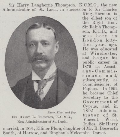 Sir Harry L Thompson, KCMG, ny administrator av St Lucia av English Photographer