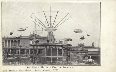 Sir Hiram Maxims fangede luftskip på den italienske utstillingen, som fant sted i 1904 ved Earls Court i London av English Photographer