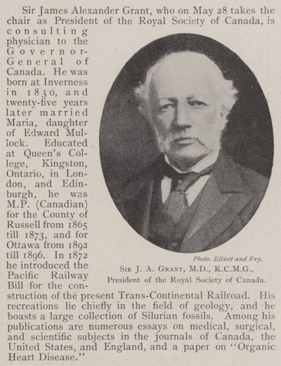 Sir JA Grant, MD, KCMG, president i Royal Society of Canada av English Photographer