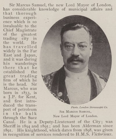 Sir Marcus Samuel, New Lord Mayor of London av English Photographer
