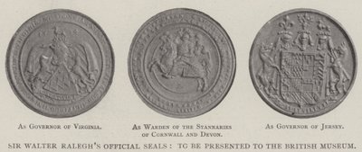Sir Walter Raleghs offisielle segl, skal presenteres for British Museum av English Photographer