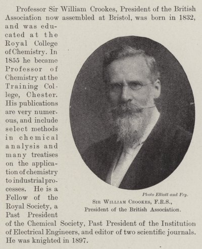 Sir William Crookes, FRS, president i British Association av English Photographer