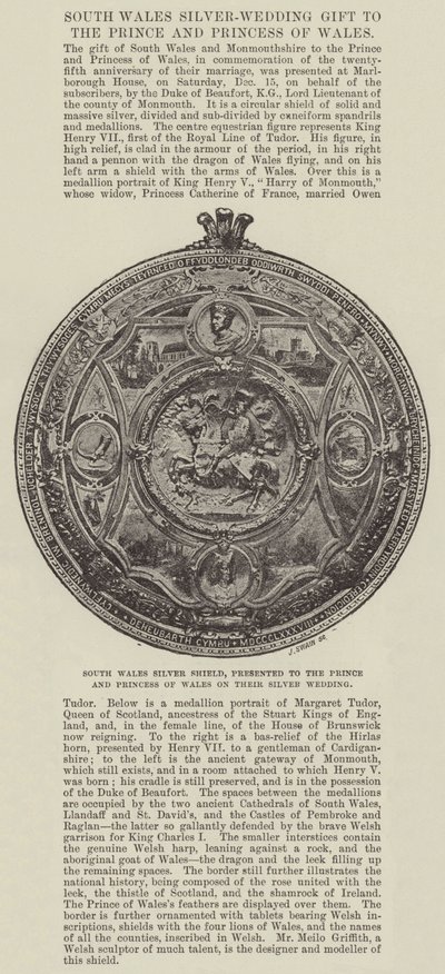 South Wales Silver Shield, presentert for prinsen og prinsessen av Wales på deres sølvbryllup av English Photographer