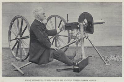 Spesiell automatisk Maxim Gun, laget for Sultanen av Tyrkia, 770 Shots a Minute (s/hvitt-bilde) av English Photographer