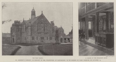 St Deiniols Library, til minne om Mr Gladstone, i Hawarden, åpnes av Earl Spencer 14. oktober av English Photographer
