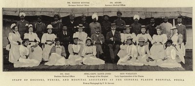 Stab av leger, sykepleiere og sykehusassistenter ved General Plague Hospital, Poona av English Photographer