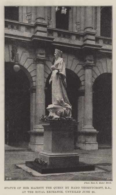 Statue av Hennes Majestet Dronningen av Hamo Thornycroft, RA, på Royal Exchange, avduket 20. juni av English Photographer