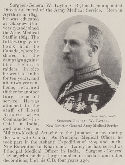 Kirurg-general W Taylor, ny generaldirektør for hærens medisinske tjeneste av English Photographer