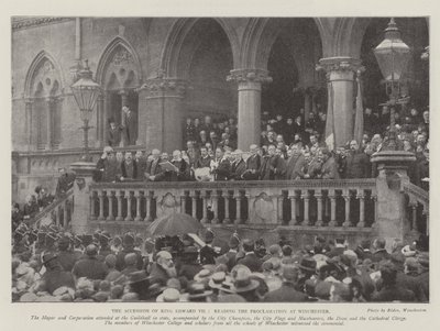 Tiltredelsen av kong Edward VII, leste proklamasjonen i Winchester av English Photographer