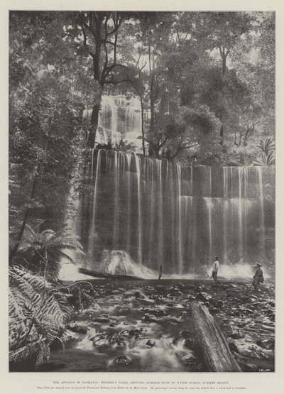 The Advance of Tasmania, Russells Falls, som viser gjennomsnittlig vannstrøm i sommersesongen av English Photographer