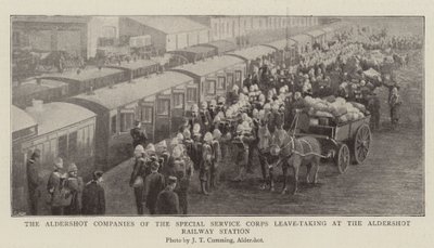 Aldershot-selskapene fra Special Service Corps tar permisjon ved Aldershot jernbanestasjon av English Photographer