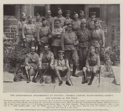 Den anglo-russiske uenigheten ved Tientsin, general Gaselee, generalmajor Barrow og stabsoffiserer av English Photographer