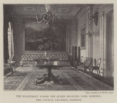 Leiligheten der dronningen mottok Lord Roberts, rådssalen, Osborne av English Photographer