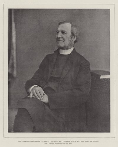 Den utpekte erkebiskopen av Canterbury, den høyre pastor Frederick Temple, DD, Lord Bishop of London av English Photographer