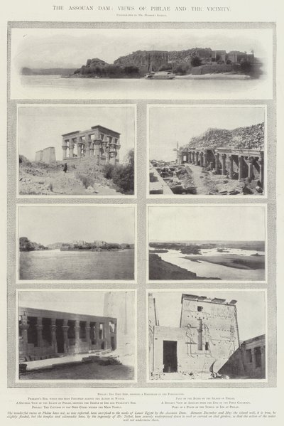 Assouan-demningen, utsikt over Philae og omegn av English Photographer