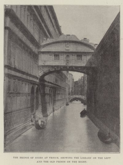 Sukkenes bro i Venezia, som viser biblioteket til venstre og det gamle fengselet til høyre av English Photographer