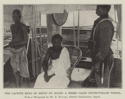 Den fangede kongen av Benin om bord på et Niger Coast Protectorate-fartøy av English Photographer