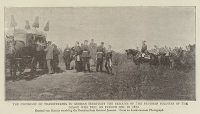 Seremonien for overføring til tysk territorium av restene av de prøyssiske soldatene fra garde som falt på fransk jord i 1870 av English Photographer