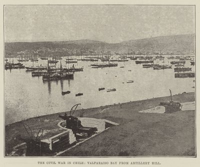 Borgerkrigen i Chile, Valparaiso Bay fra Artillery Hill av English Photographer