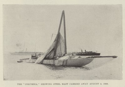 Columbia, som viser Steel Mast båret bort 2. august 1899 av English Photographer