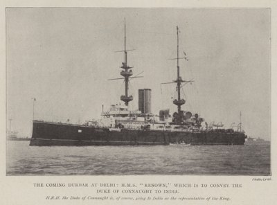 The Coming Durbar i Delhi, HMS Renown, som skal formidle hertugen av Connaught til India av English Photographer