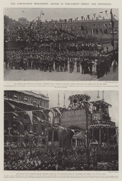Kroningsprosesjonen, scener i Parliament Street og Whitehall av English Photographer