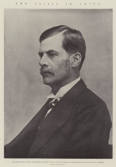 Krisen i Kina, Sir Ernest Satow, KCMG, Hennes Majestets minister i Tokio, som kan erstatte Sir Claude MacDonald, KCB, KCMG, i Peking av English Photographer