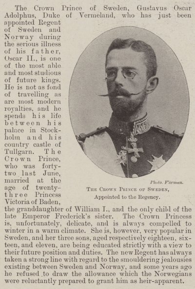 Kronprinsen av Sverige, utnevnt til Regency av English Photographer