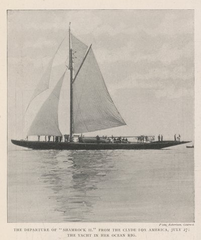 The Departure of Shamrock II fra Clyde for America, 27. juli, Yacht in her Ocean Rig av English Photographer