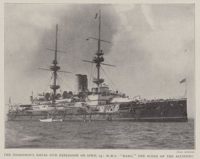 Den katastrofale marinepistoleksplosjonen 14. april, HMS Mars, ulykkesstedet av English Photographer
