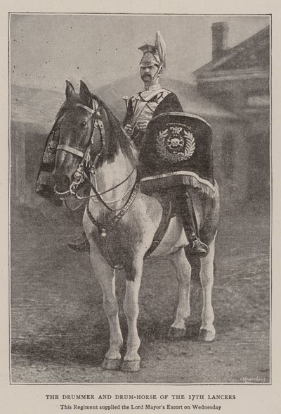 Trommeslageren og trommehesten til de 17. Lancers av English Photographer